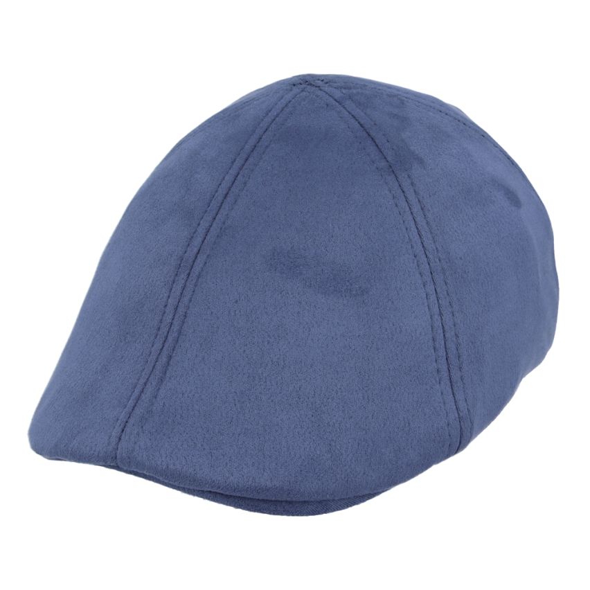 Suede Duckbill Peaky Blinder Flat Cap 6-Panel Quilted Lining & Elastic Sweatband