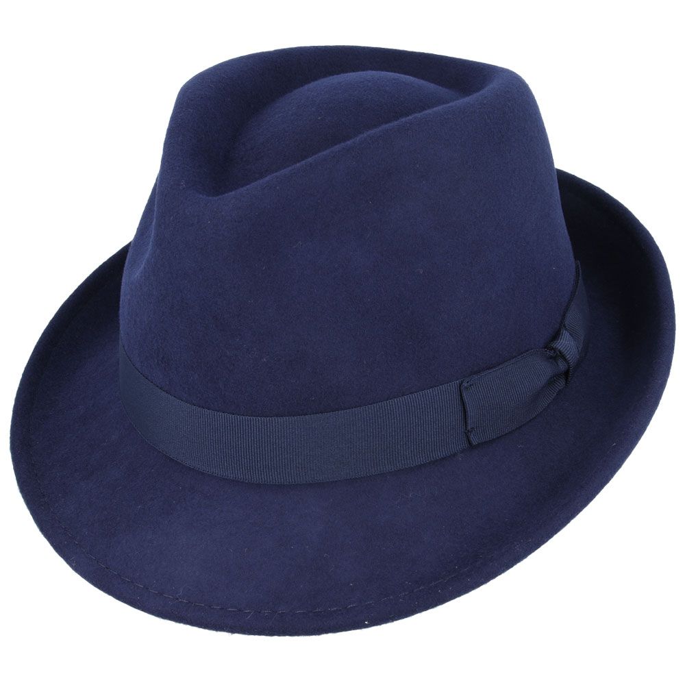 Men's Wool Felt Trilby Hat Crushable Packable Travel Fedora Style Classic Breeze