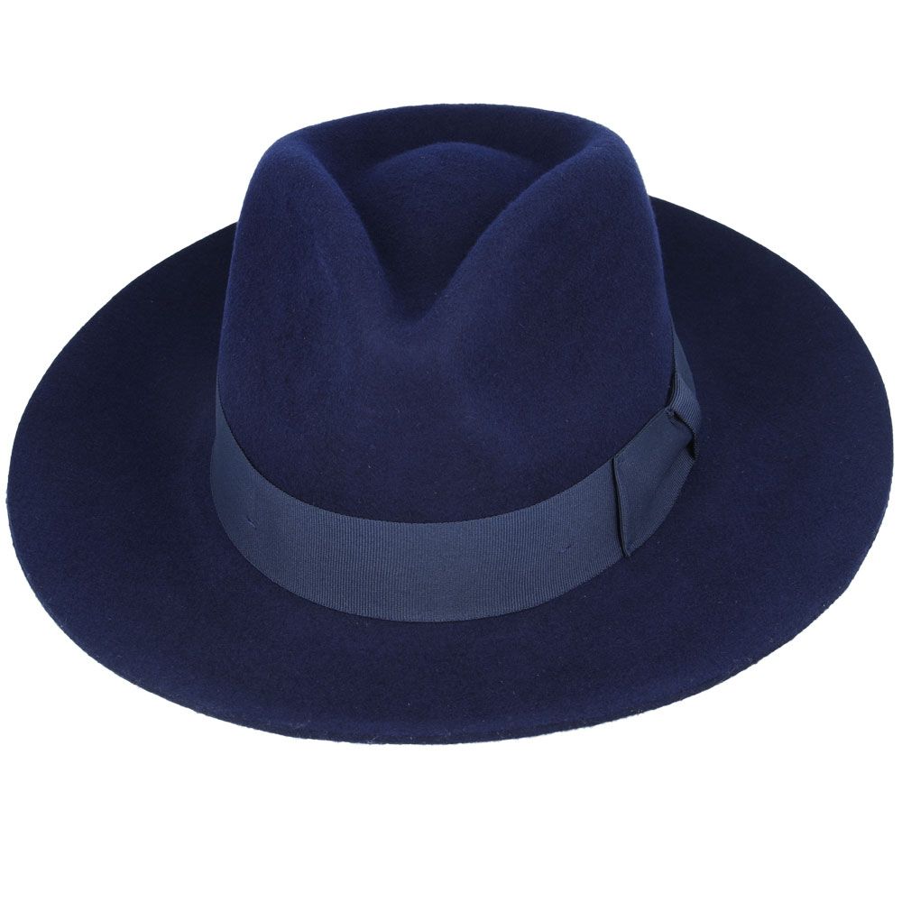 Stiff Snap Brim Fedora 100% Wool Felt Gladwin Bond Classic Dress Hat & Grosgrain