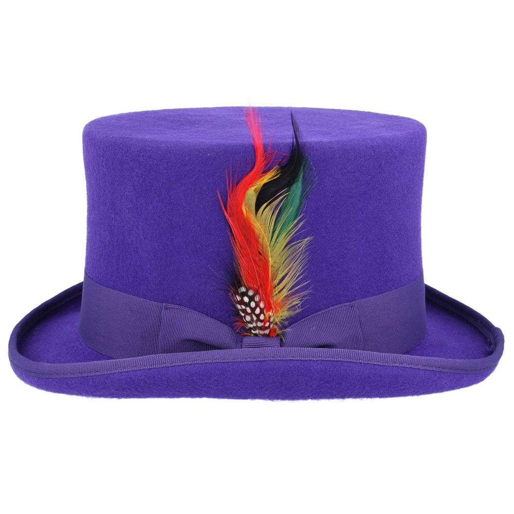 Dapper Wool Felt Top Hat Classic Formal Wear with Removable Feather Steampunk