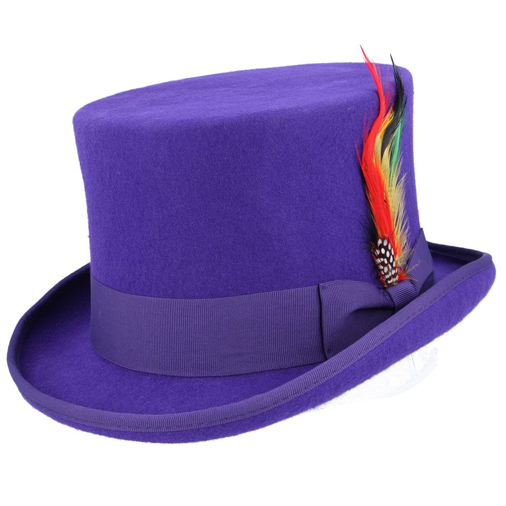 Dapper Wool Felt Top Hat Classic Formal Wear with Removable Feather Steampunk