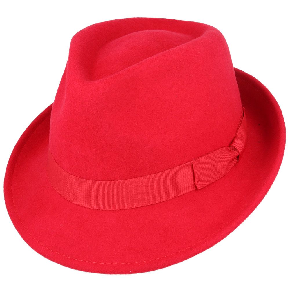 Men's Wool Felt Trilby Hat Crushable Packable Travel Fedora Style Classic Breeze