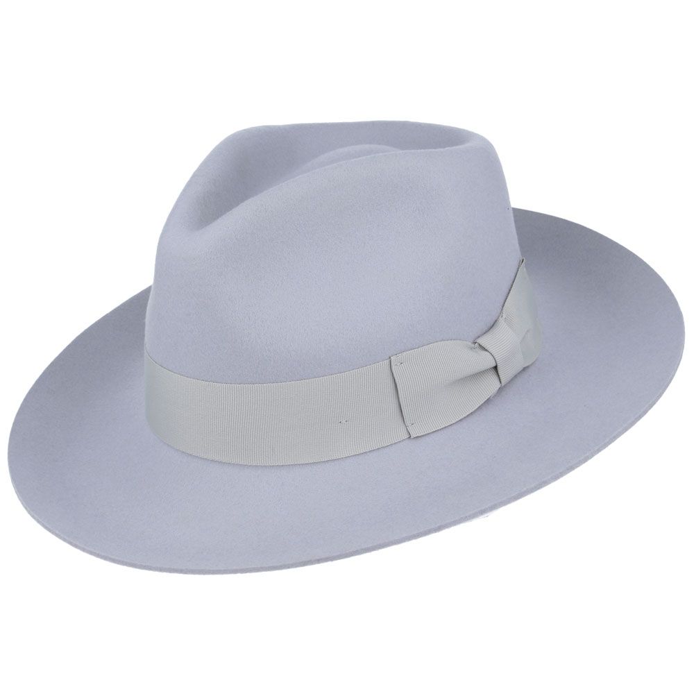 Stiff Snap Brim Fedora 100% Wool Felt Gladwin Bond Classic Dress Hat & Grosgrain