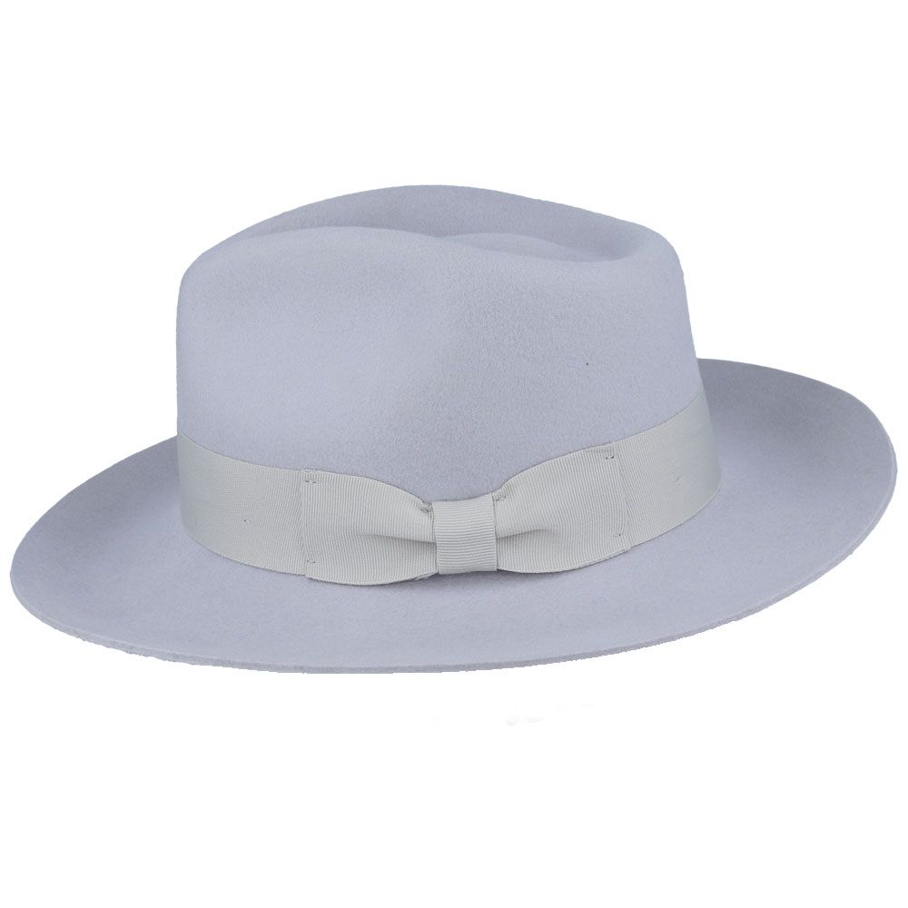 Stiff Snap Brim Fedora 100% Wool Felt Gladwin Bond Classic Dress Hat & Grosgrain