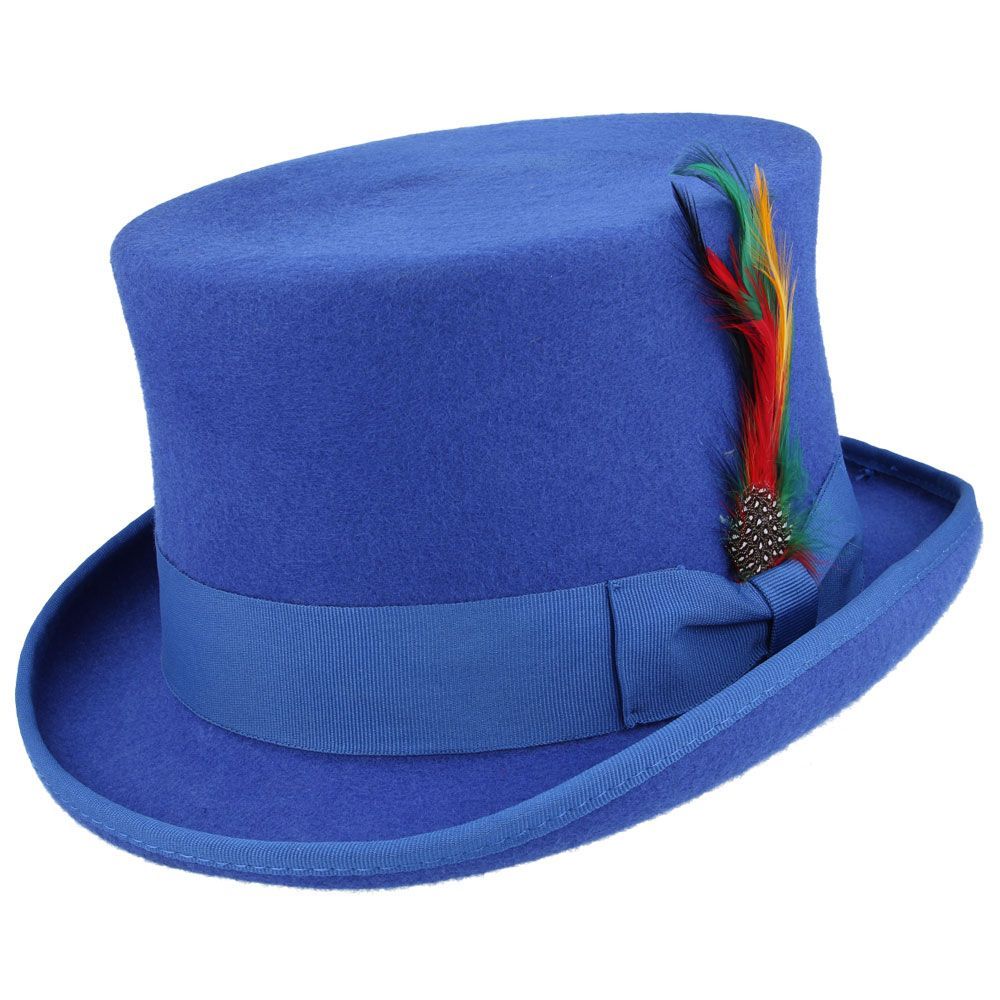 Dapper Wool Felt Top Hat Classic Formal Wear with Removable Feather Steampunk