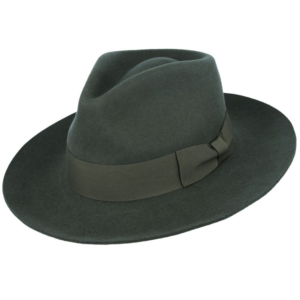 Stiff Snap Brim Fedora 100% Wool Felt Gladwin Bond Classic Dress Hat & Grosgrain