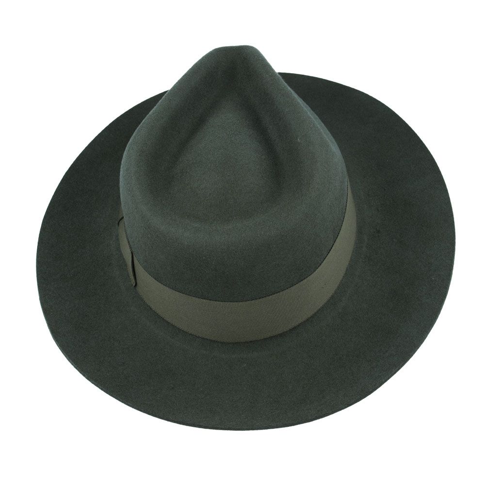 Stiff Snap Brim Fedora 100% Wool Felt Gladwin Bond Classic Dress Hat & Grosgrain