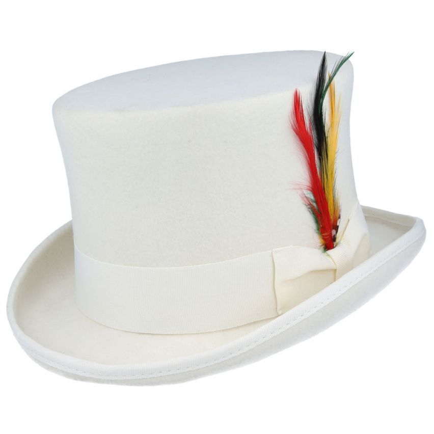 Dapper Wool Felt Top Hat Classic Formal Wear with Removable Feather Steampunk