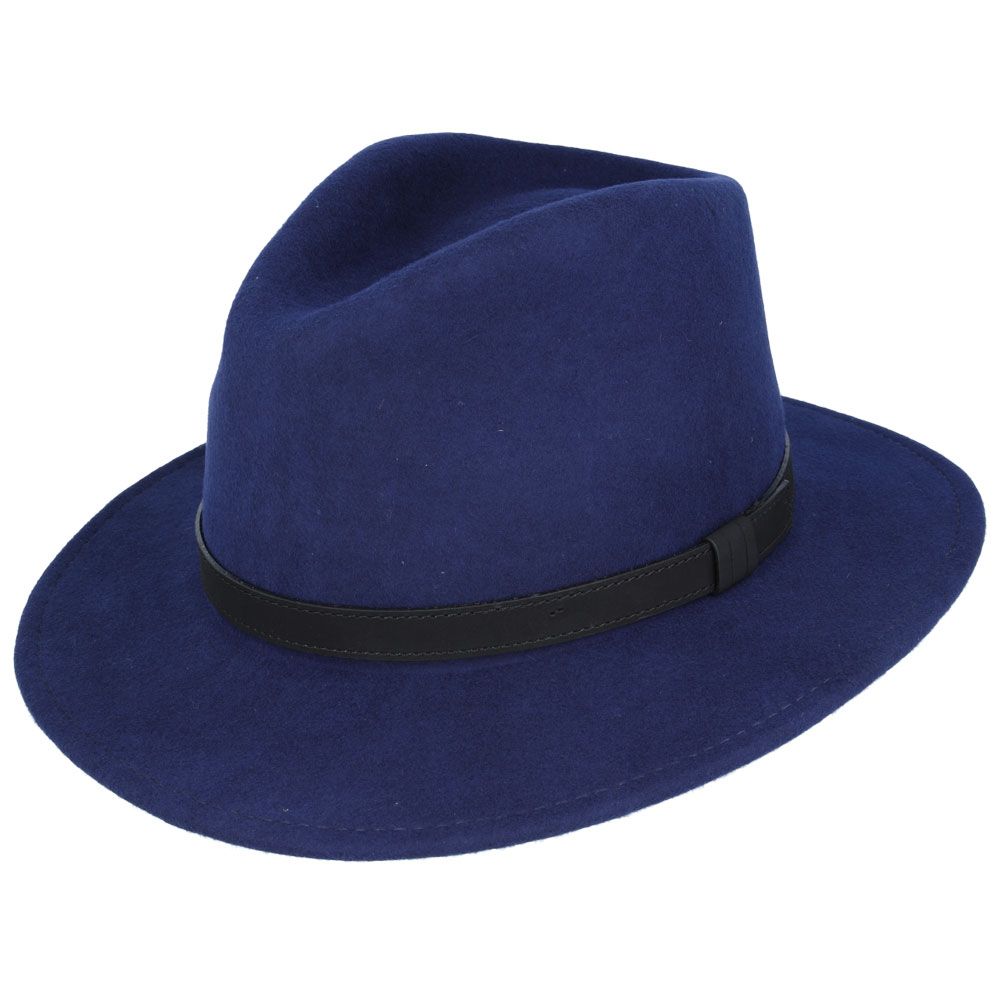 Fedora Hat - Crushable Wool Felt Fedora With Leather Band perfect quality