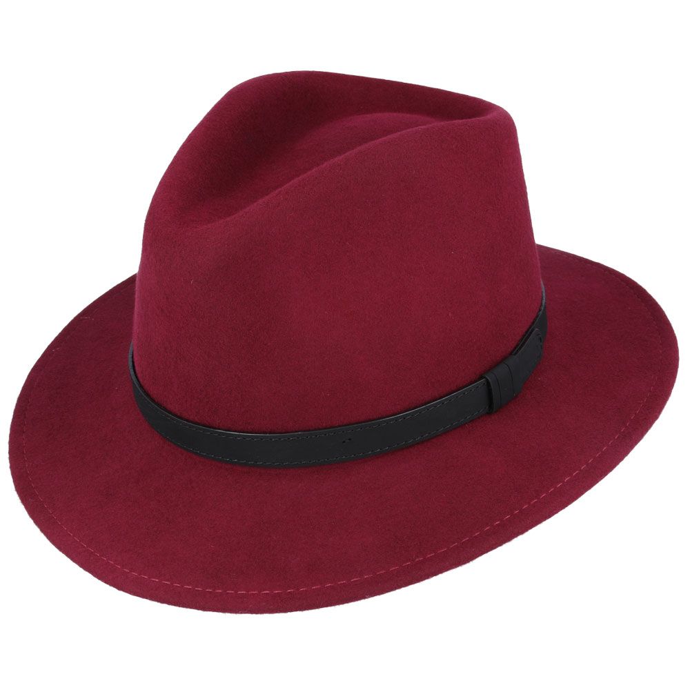 Fedora Hat - Crushable Wool Felt Fedora With Leather Band perfect quality