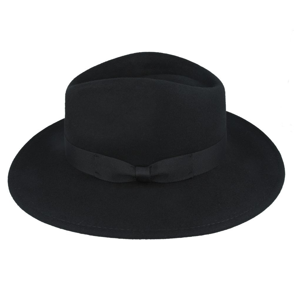 Crushable Wide Brim 100% Wool Indiana triby Fedora Hat Men and Women