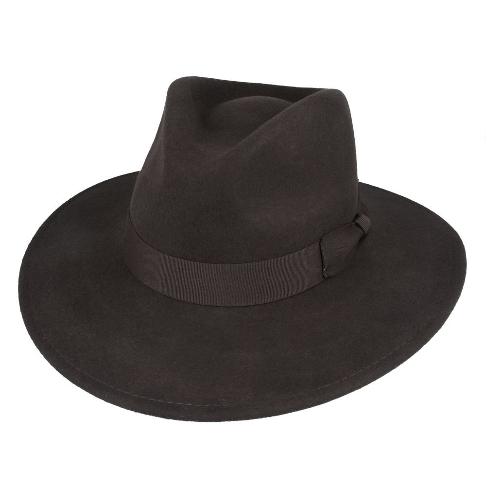 Crushable Wide Brim 100% Wool Indiana triby Fedora Hat Men and Women