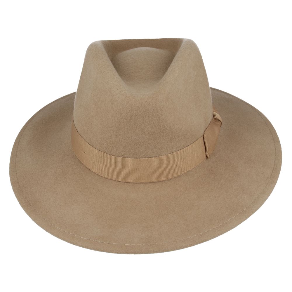 Crushable Wide Brim 100% Wool Indiana triby Fedora Hat Men and Women