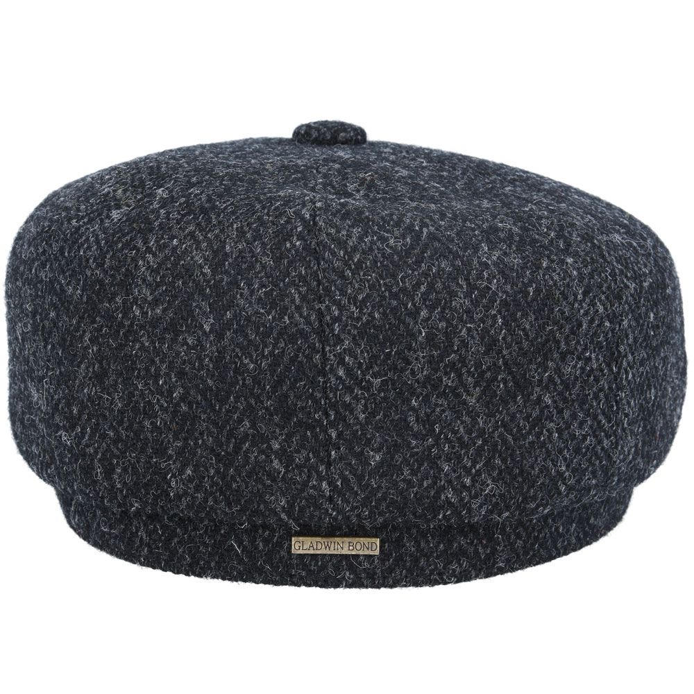 Gladwin Bond Harris Tweed Wool Herringbone Newsboy Caps