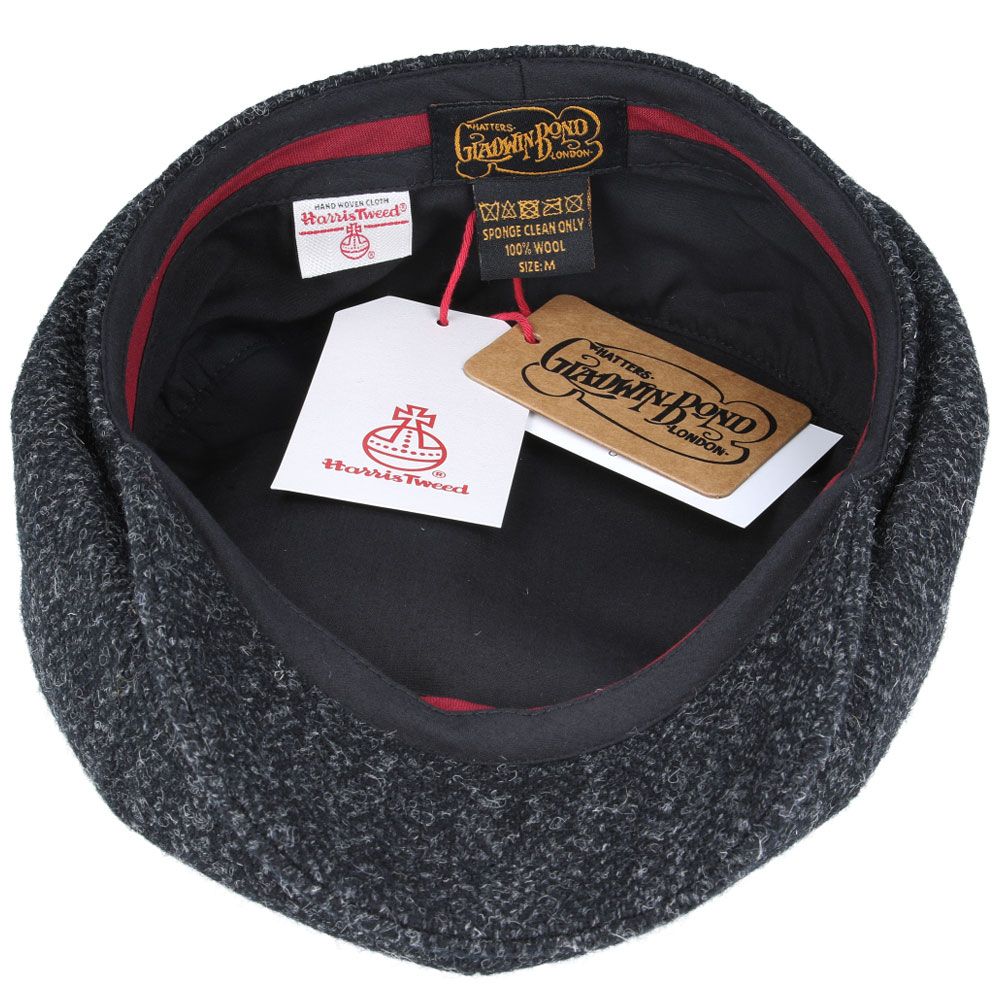 Gladwin Bond Harris Tweed Wool Herringbone Newsboy Caps