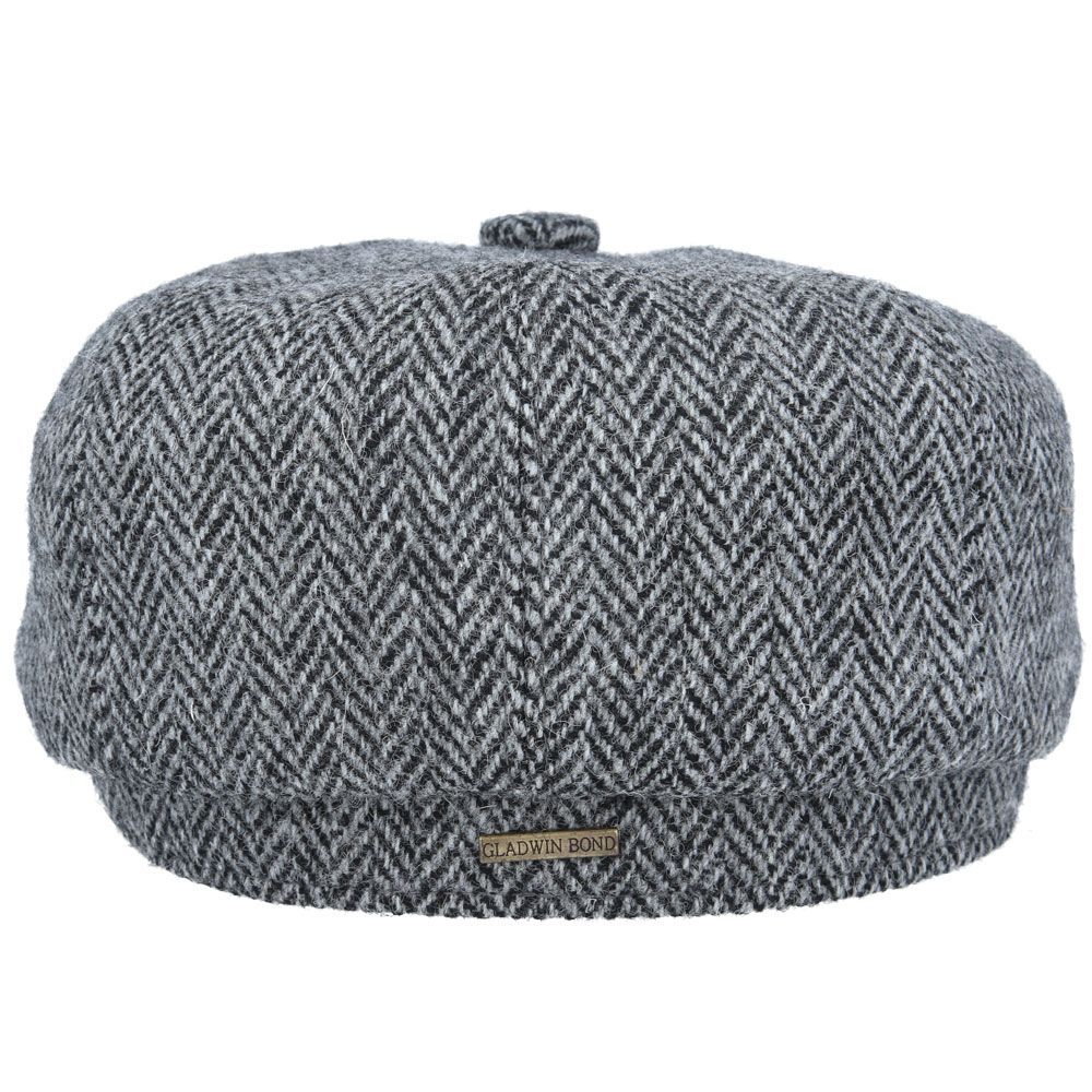 Gladwin Bond Harris Tweed Wool Herringbone Newsboy Caps
