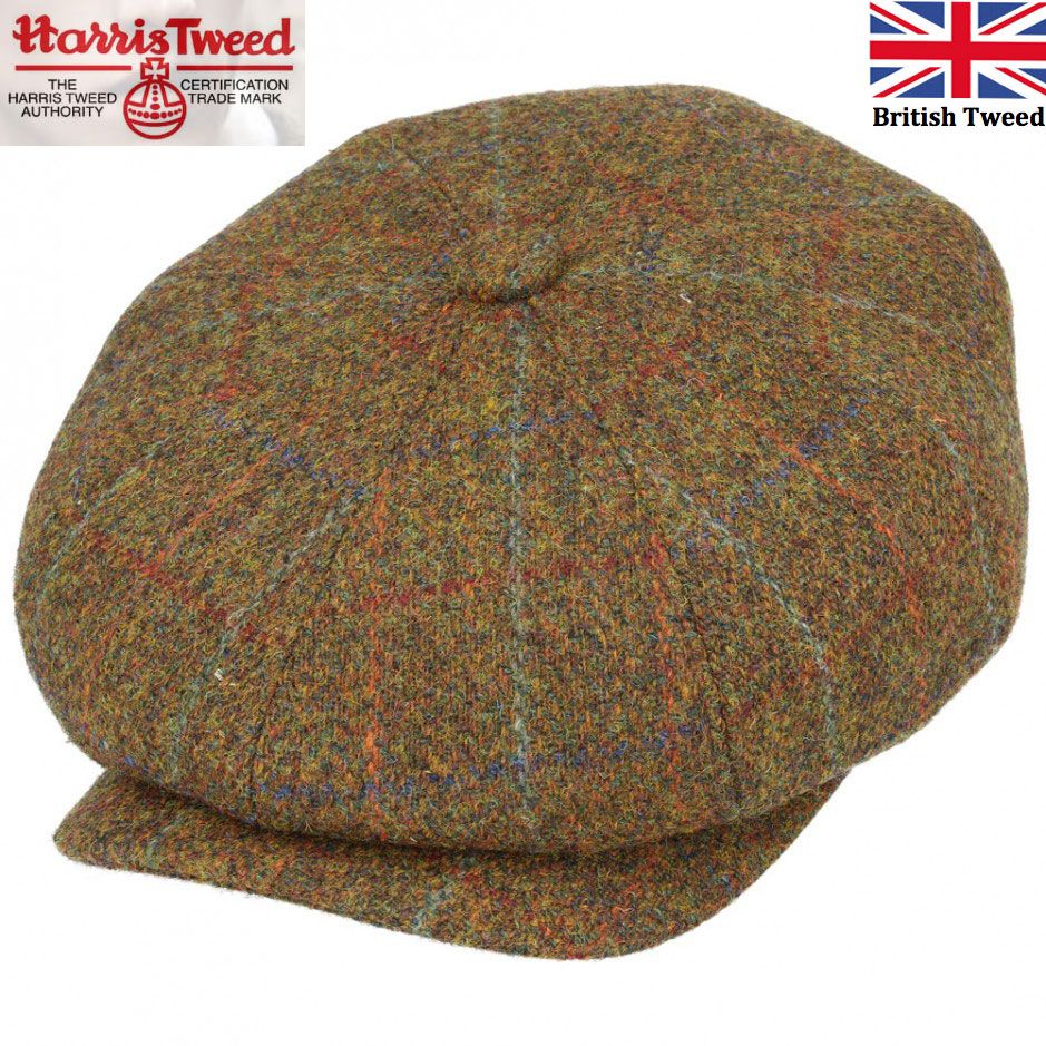 Gladwin Bond Harris Tweed Wool Newsboy Cap – Green