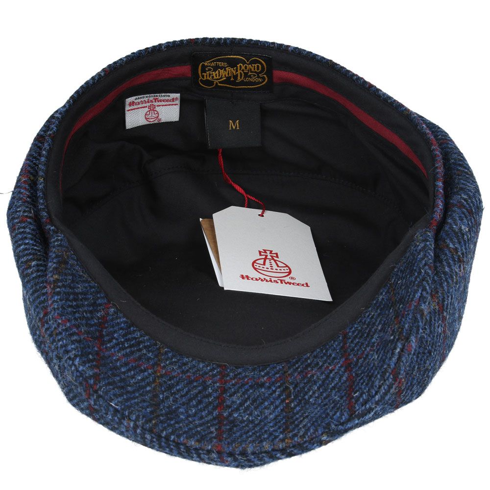Gladwin Bond Navy Hat, 100% Wool Newsboy Flat Caps Harris Tweed, Baker Boy Cap