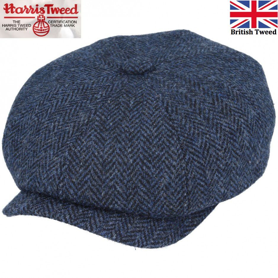 Gladwin Bond Harris Tweed Wool Herringbone Newsboy Caps