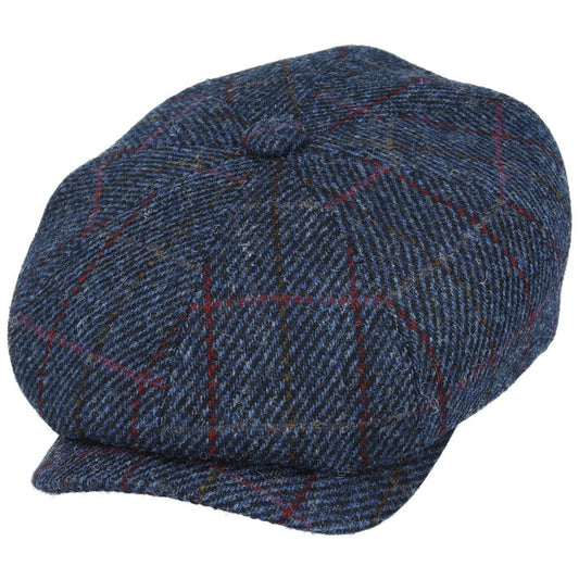 Gladwin Bond Navy Hat, 100% Wool Newsboy Flat Caps Harris Tweed, Baker Boy Cap