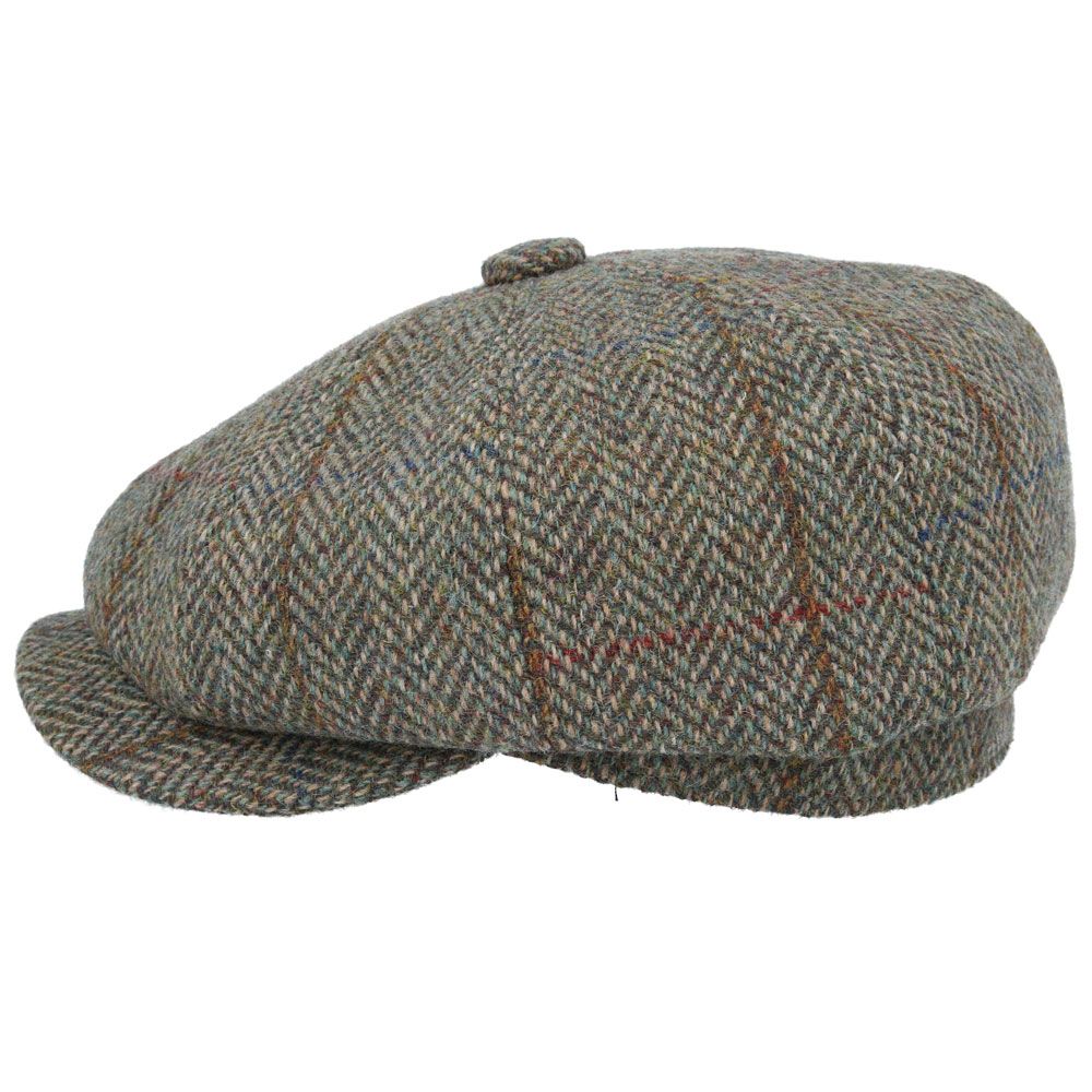 Gladwin Bond Harris Tweed Wool Newsboy Cap – Green