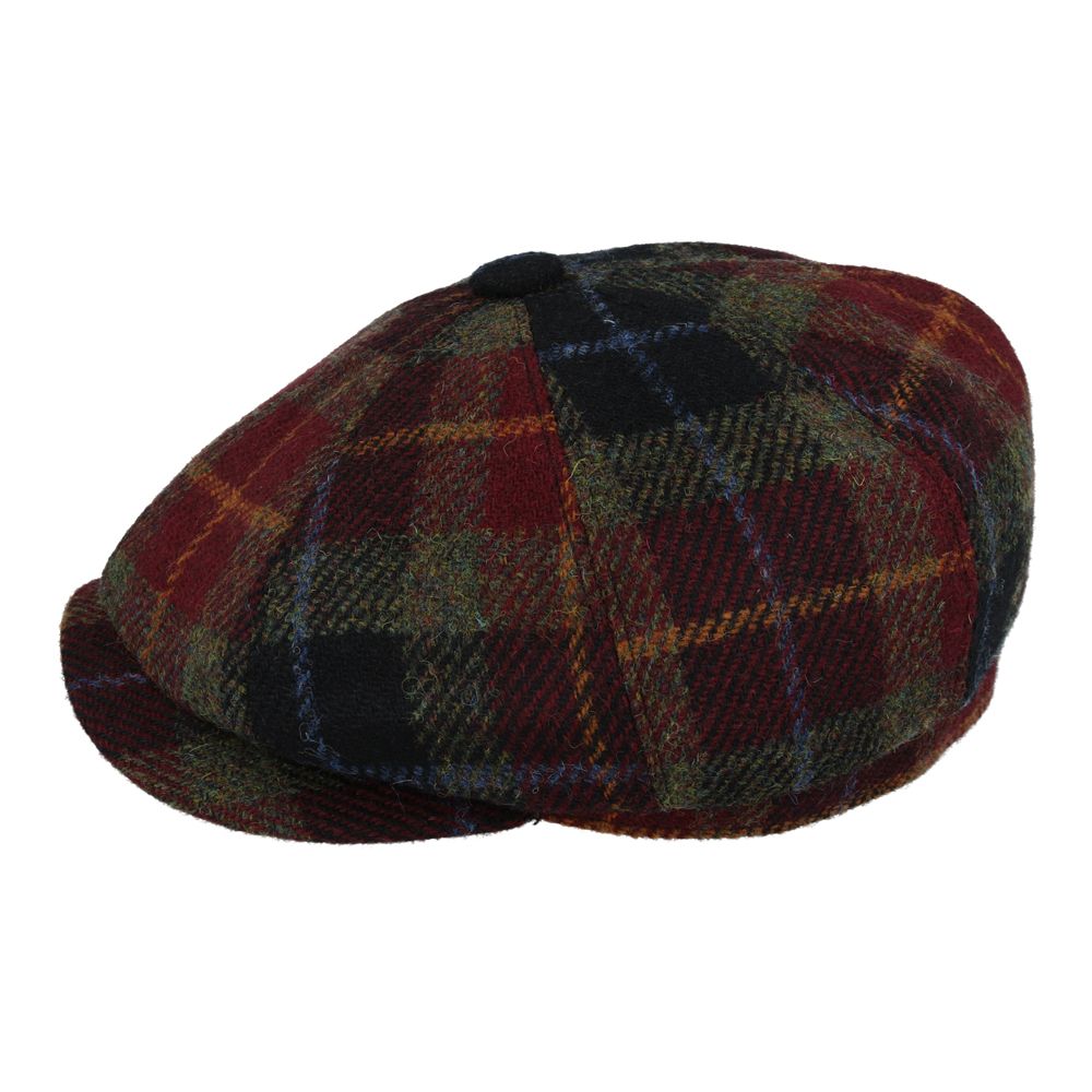 Gladwin Bond Burgundy Hat 100% Wool Newsboy Flat Caps Harris Tweed Baker Boy Cap