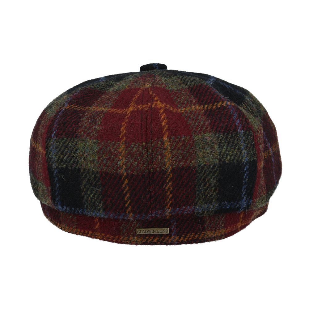 Gladwin Bond Burgundy Hat 100% Wool Newsboy Flat Caps Harris Tweed Baker Boy Cap