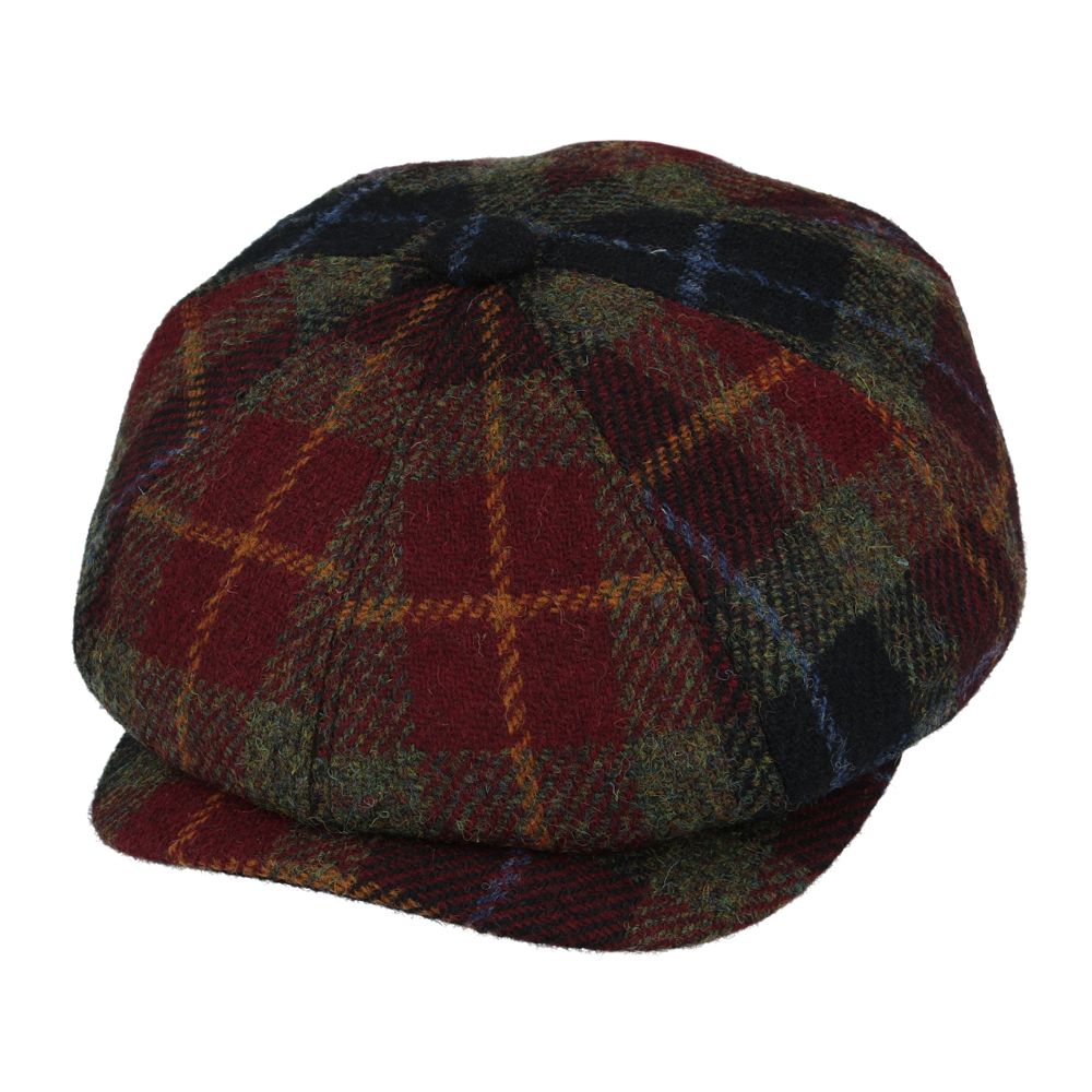 Gladwin Bond Burgundy Hat 100% Wool Newsboy Flat Caps Harris Tweed Baker Boy Cap