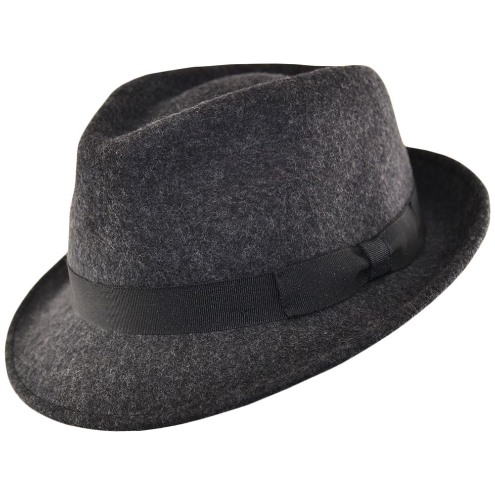 Men's Wool Felt Trilby Hat Crushable Packable Travel Fedora Style Classic Breeze