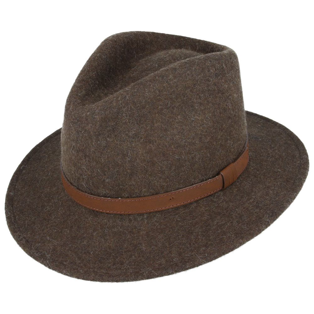 Fedora Hat - Crushable Wool Felt Fedora With Leather Band perfect quality