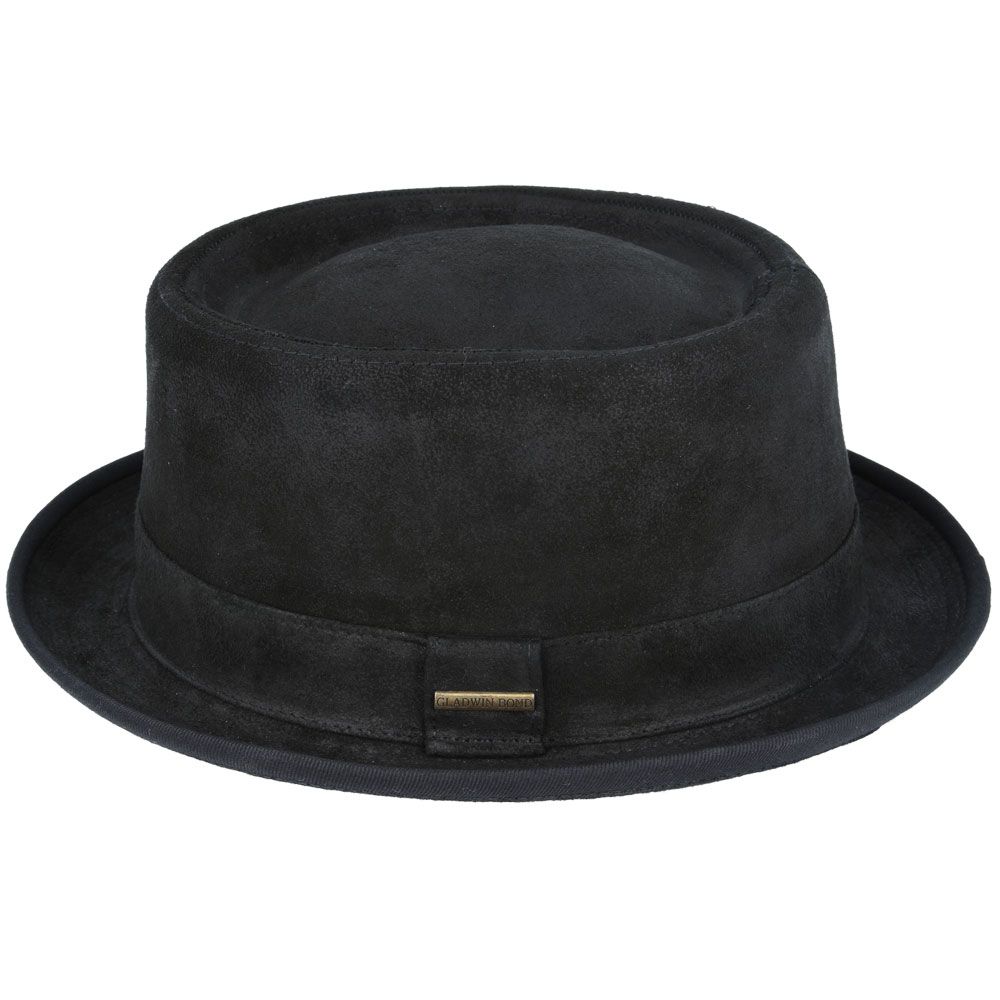 100% Sheepskin Leather Pork Pie Hat, Gladwin Bond PorkPie Leather Hat Handmade