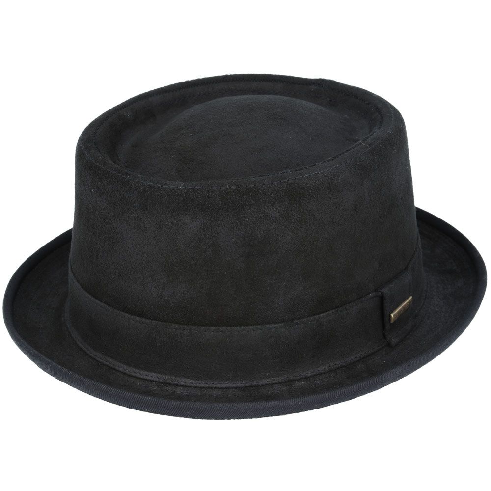 100% Sheepskin Leather Pork Pie Hat, Gladwin Bond PorkPie Leather Hat Handmade