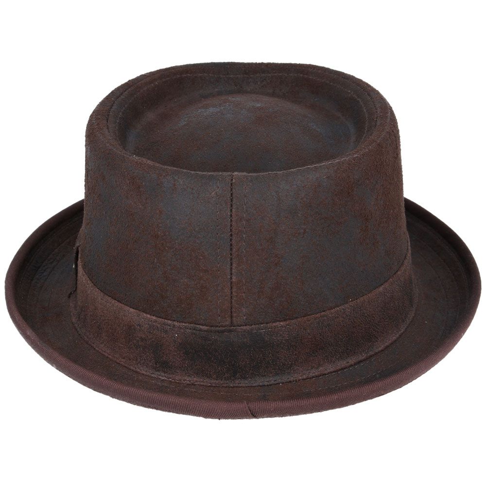 100% Sheepskin Leather Pork Pie Hat, Gladwin Bond PorkPie Leather Hat Handmade