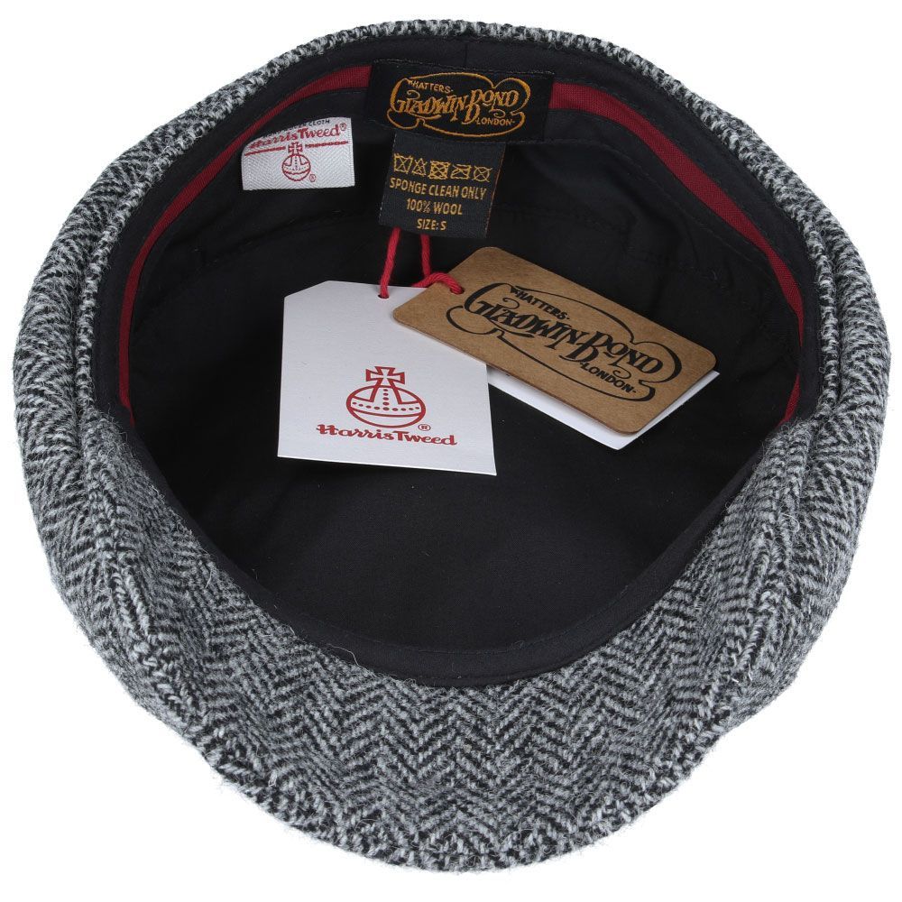 Gladwin Bond Harris Tweed Wool Herringbone Newsboy Caps