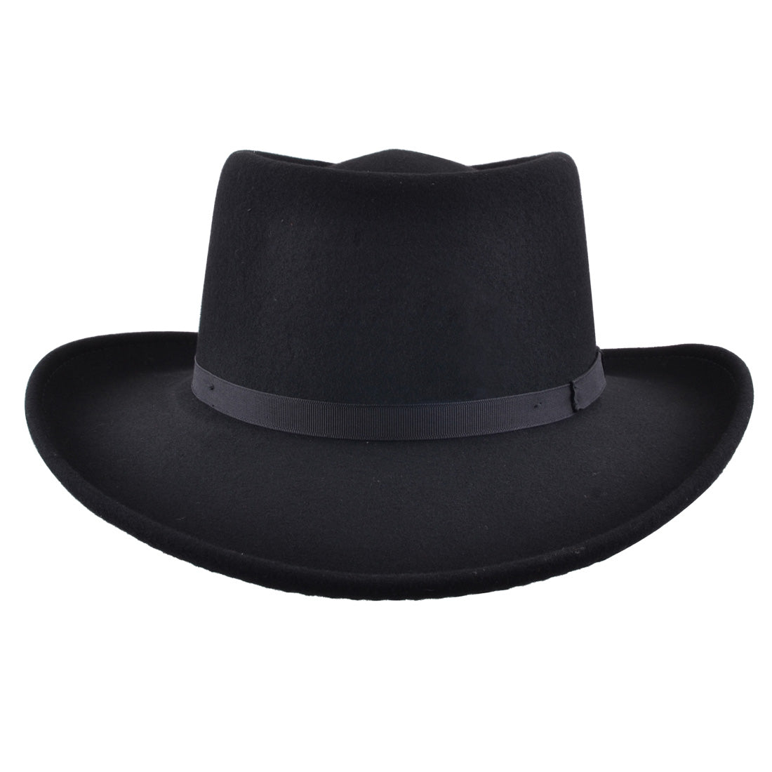 Classic Black 100% Wool Felt Gambler Hat | Crushable  | Brim Cowboy Style