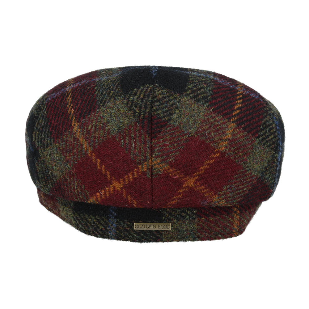 Gladwin Bond Harris Check Tweed Wool Flat Cap