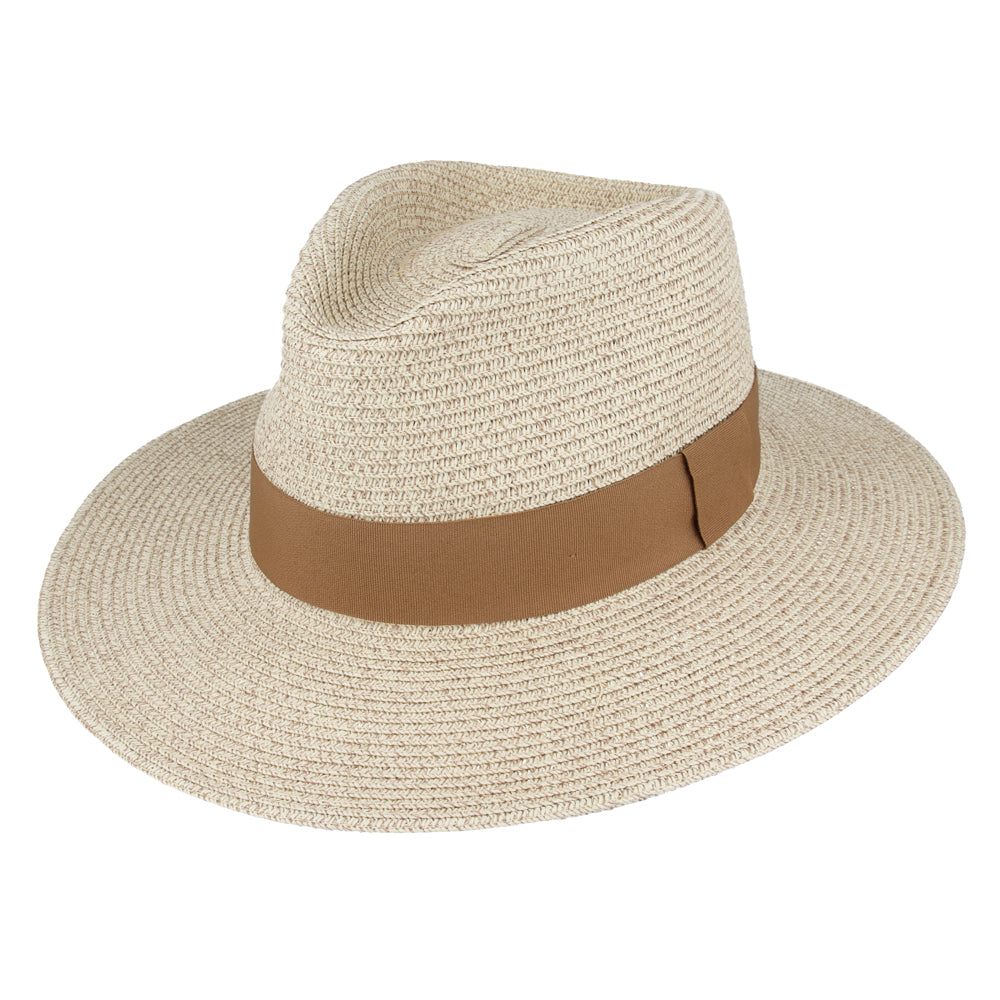 Summer Straw Fedora Hat Wide Brim Lightweight Packable Sun Hat for Beach Travel