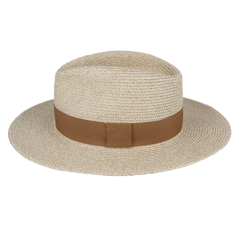 Summer Straw Fedora Hat Wide Brim Lightweight Packable Sun Hat for Beach Travel