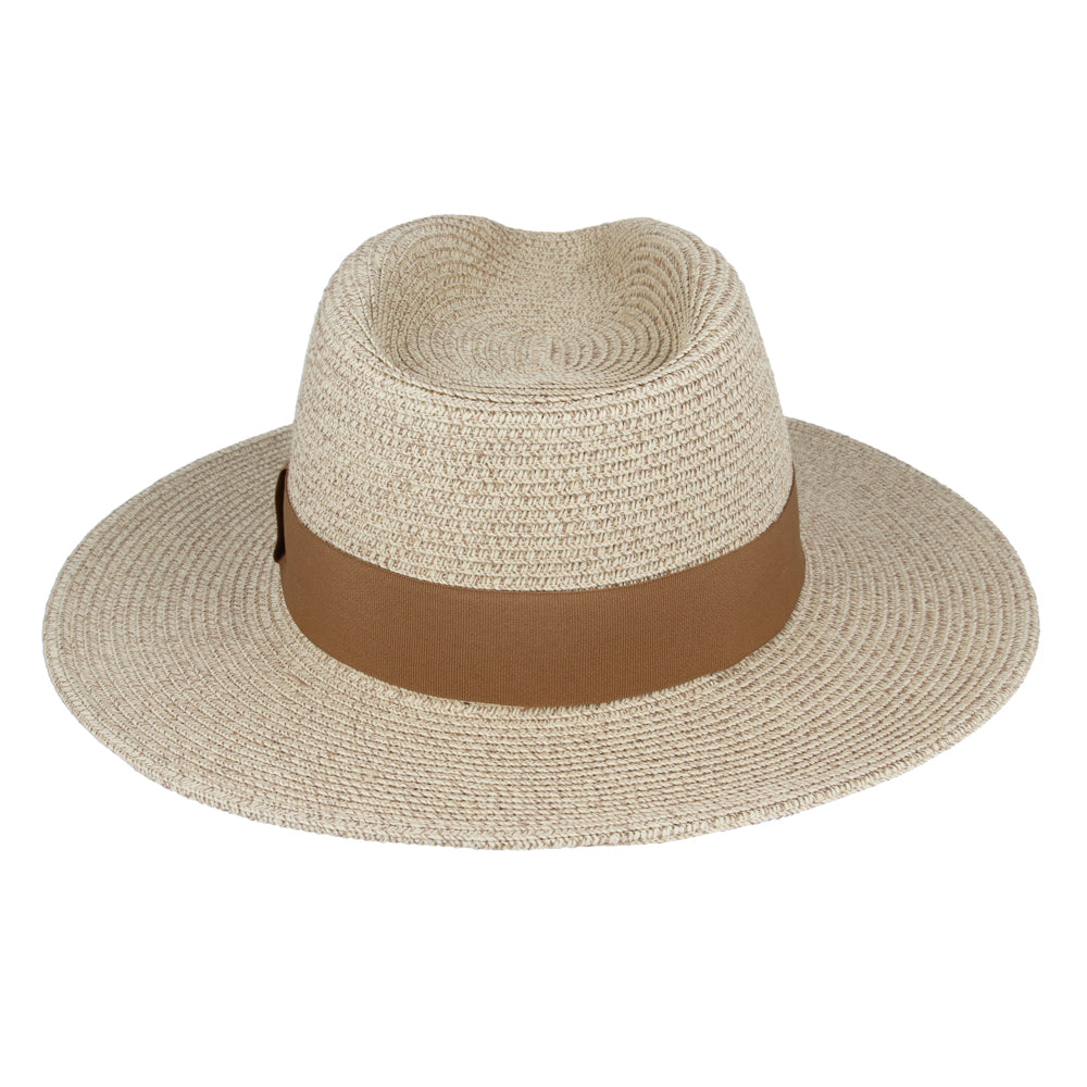 Summer Straw Fedora Hat Wide Brim Lightweight Packable Sun Hat for Beach Travel
