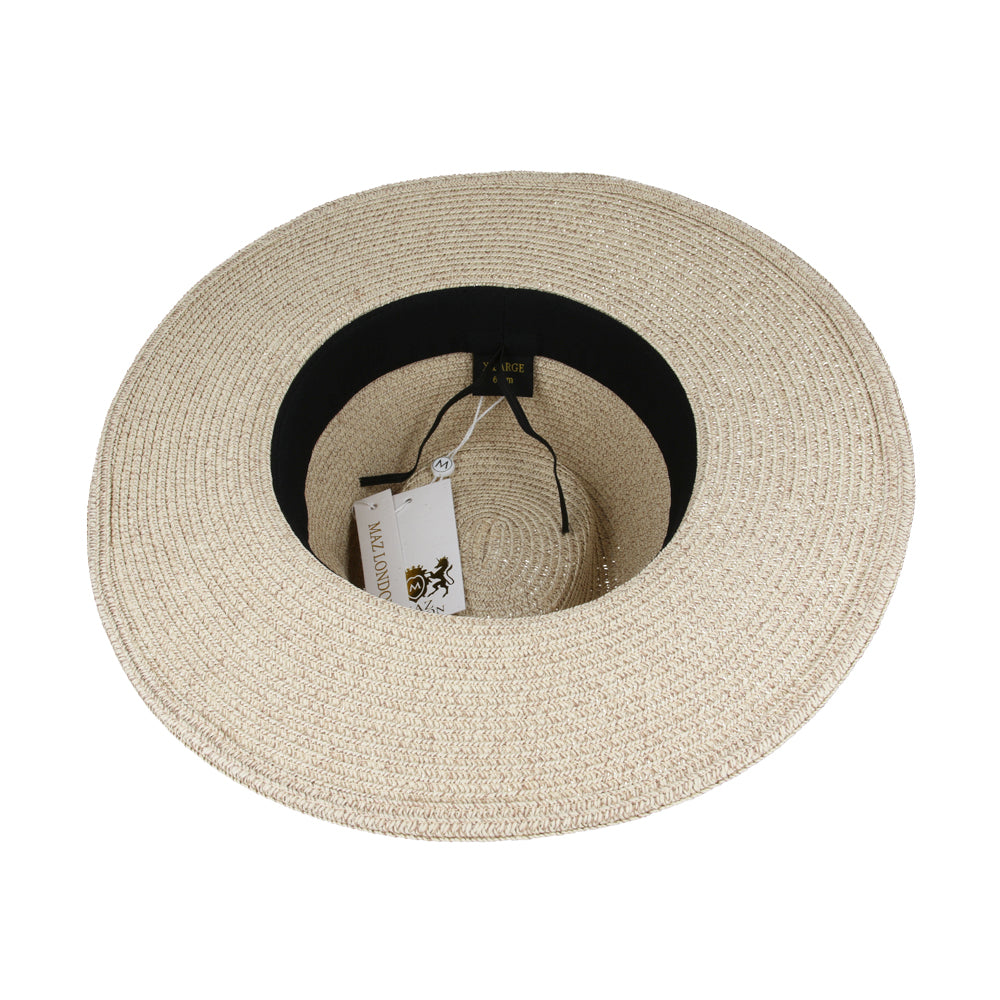 Summer Straw Fedora Hat Wide Brim Lightweight Packable Sun Hat for Beach Travel