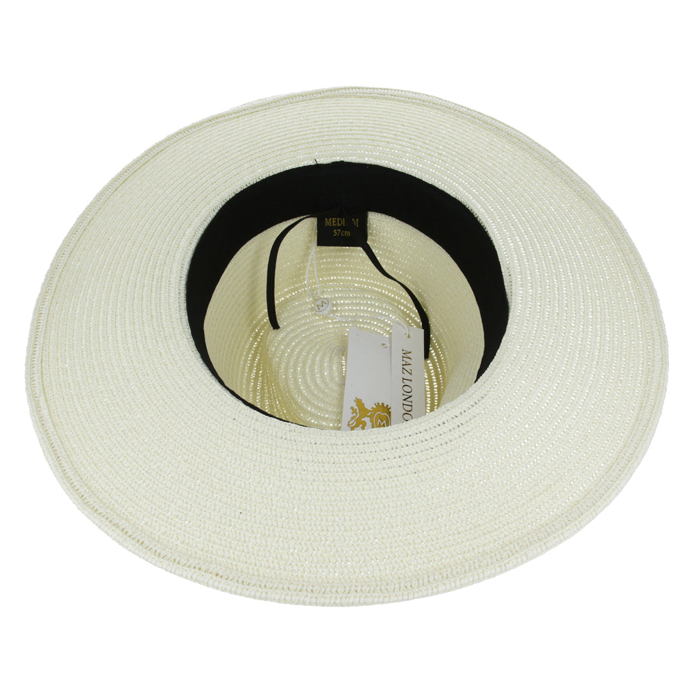Summer Straw Fedora Hat Wide Brim Lightweight Packable Sun Hat for Beach Travel