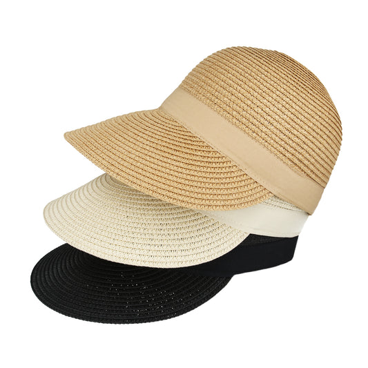 Backless Paper Straw Sun Hat Visor Cap Beach Handmade Adjustable Summer Women UV
