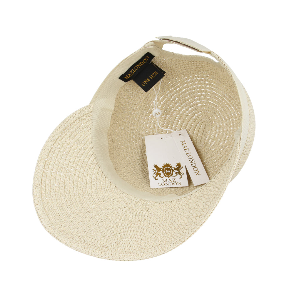 Backless Paper Straw Sun Hat Visor Cap Beach Handmade Adjustable Summer Women UV
