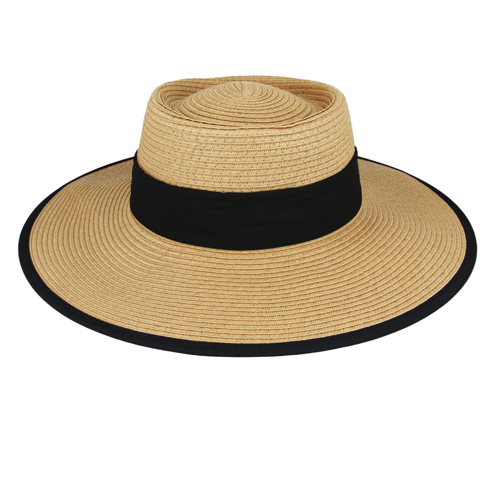 Paper Straw Pork Pie Hat Wide Brim Summer Beach Adjustable Handmade Women hat