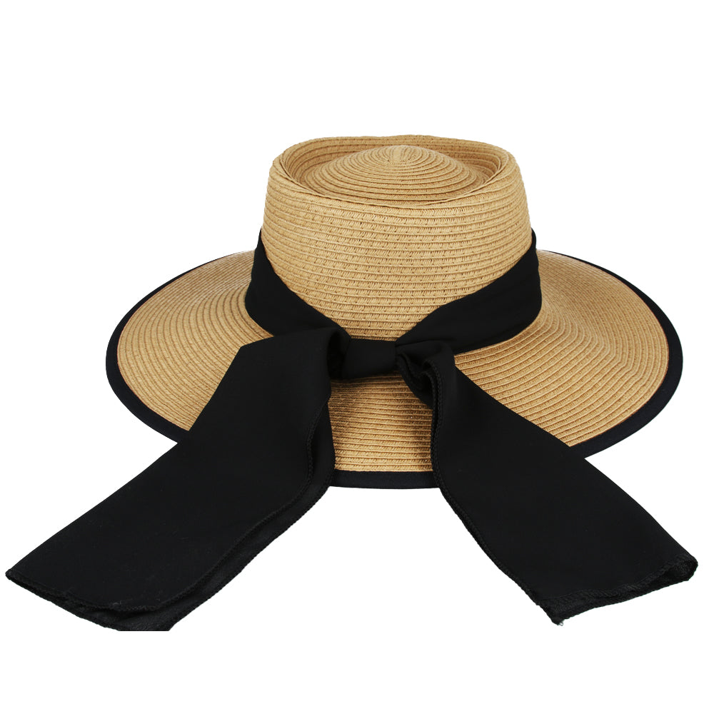 Paper Straw Pork Pie Hat Wide Brim Summer Beach Adjustable Handmade Women hat