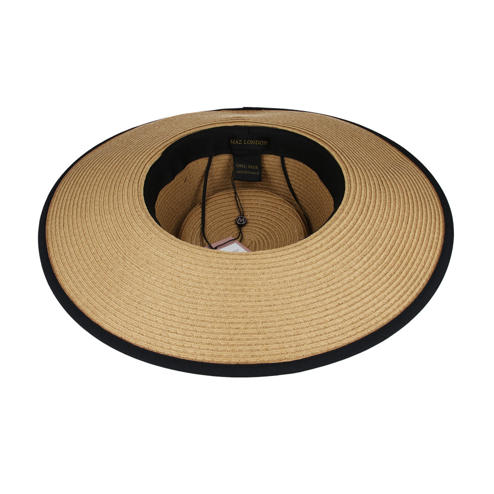 Paper Straw Pork Pie Hat Wide Brim Summer Beach Adjustable Handmade Women hat