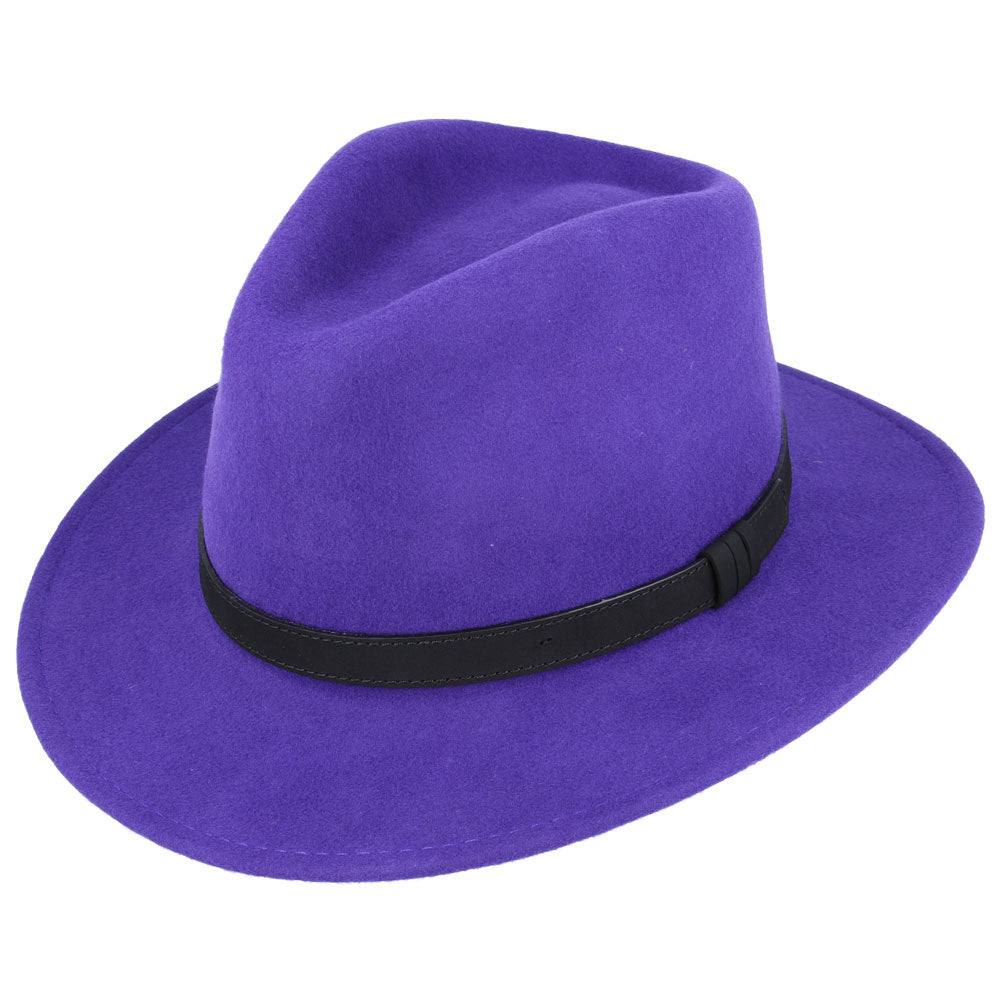 Fedora Hat - Crushable Wool Felt Fedora With Leather Band perfect quality