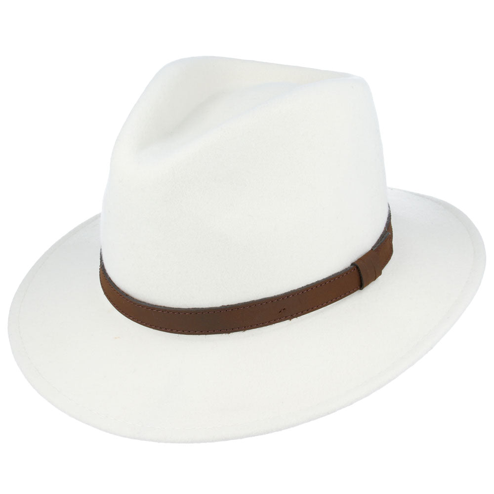 Fedora Hat - Crushable Wool Felt Fedora With Leather Band perfect quality