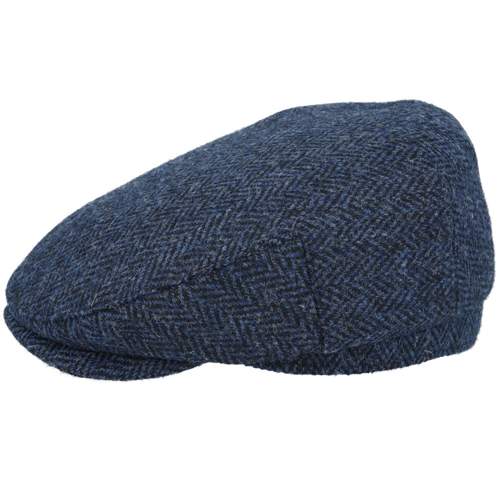 Gladwin Bond Harris Herringbone Wool Flat Cap – Navy
