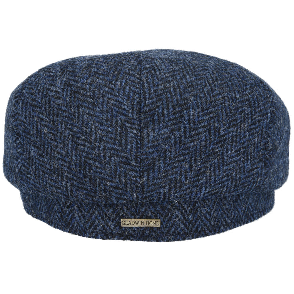 Gladwin Bond Harris Herringbone Wool Flat Cap – Navy